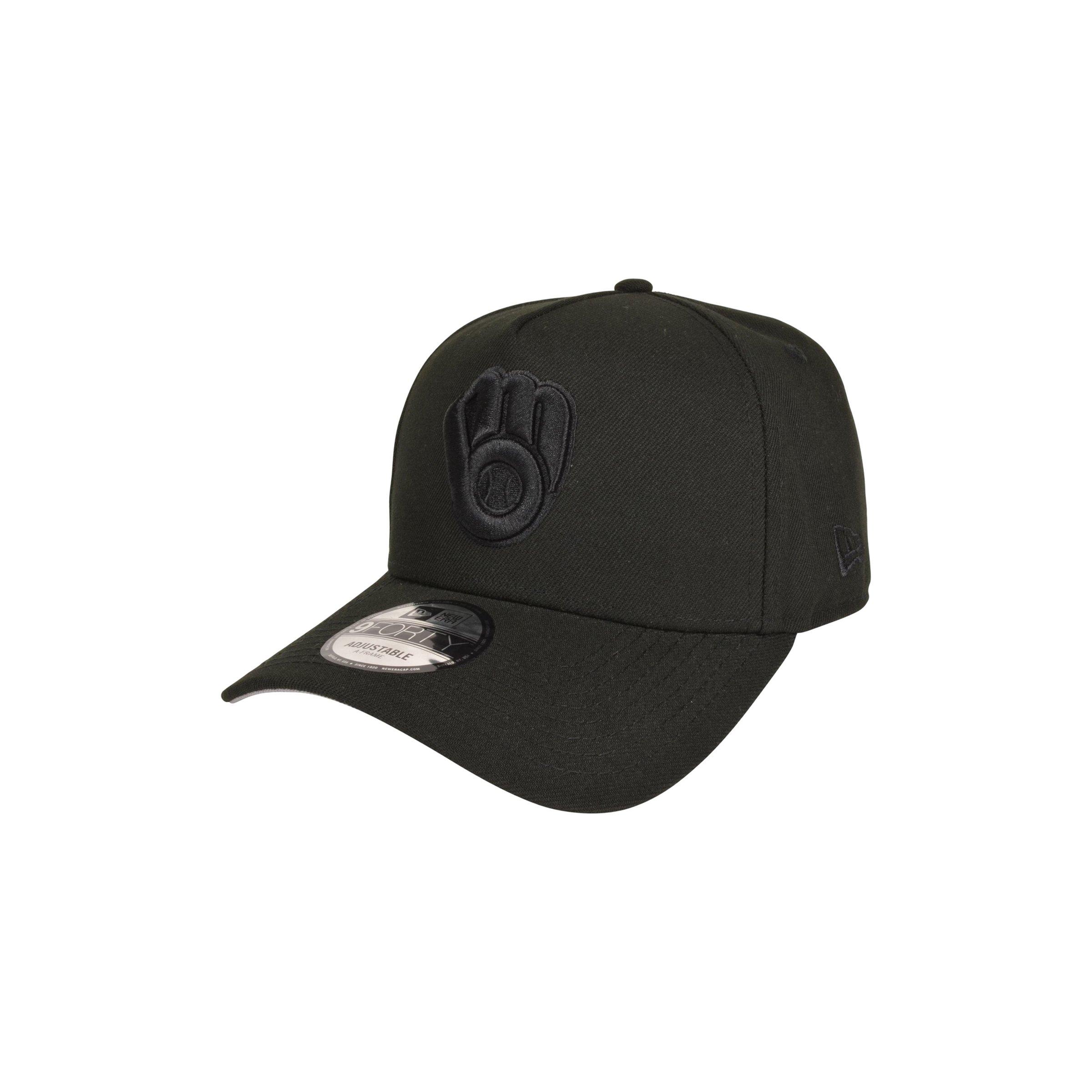 New Era Milwaukee Brewers 9FORTY Triple Black Snapback Hat - Black - BLACK